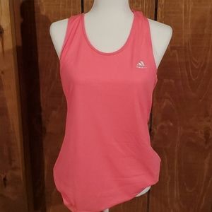 Adidas bright pink t back tank top sz L